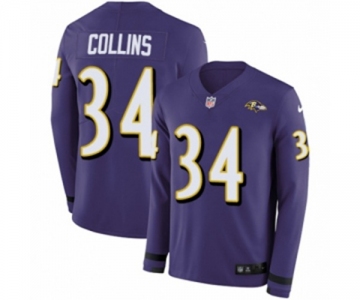 Nike Baltimore Ravens #34 Alex Collins Limited Purple Therma Long Sleeve NFL Jersey