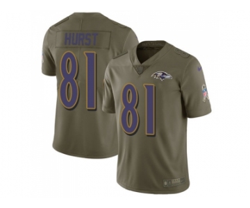Nike Baltimore Ravens #81 Hayden Hurst Olive Men Stitched NFL Limited 2017 Salute To Service Jersey
