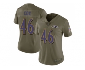 Women Nike Baltimore Ravens #46 Morgan Cox Olive Stitched NFL Limited 2017 Salute to Service Jersey