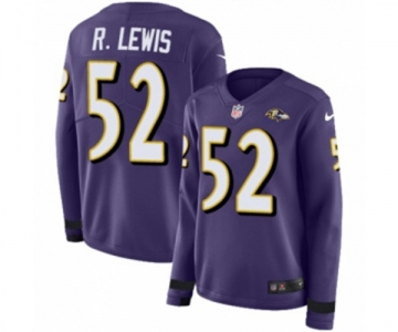 Women Nike Baltimore Ravens #52 Ray Lewis Limited Purple Therma Long Sleeve NFL Jersey