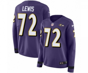Women Nike Baltimore Ravens #72 Alex Lewis Limited Purple Therma Long Sleeve NFL Jersey