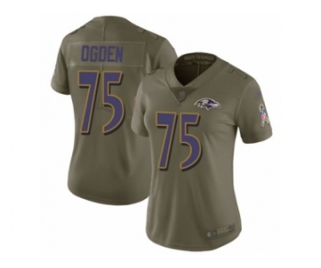 Women Nike Baltimore Ravens #75 Jonathan Ogden Limited Olive 2017 Salute to Service NFL Jersey