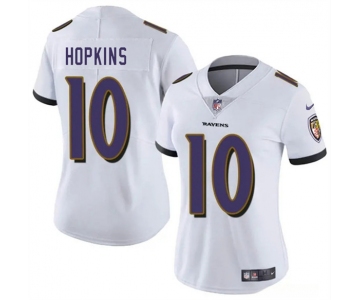 Women's Baltimore Ravens #10 DeAndre Hopkins White 2025 Vapor Football Jersey