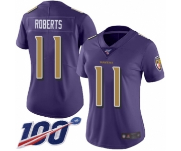 Women's Baltimore Ravens #11 Seth Roberts Limited Purple Rush Vapor Untouchable 100th Season Football Jersey