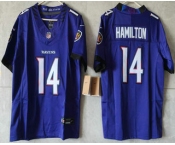Women's Baltimore Ravens #14 Kyle Hamilton Limited Purple Vapor FUSE Jersey