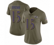 Women's Baltimore Ravens #15 Marquise Brown Limited Olive 2017 Salute to Service Football Jersey