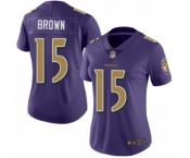 Women's Baltimore Ravens #15 Marquise Brown Limited Purple Rush Vapor Untouchable Football Jersey