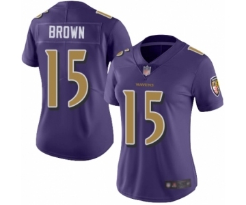 Women's Baltimore Ravens #15 Marquise Brown Limited Purple Rush Vapor Untouchable Football Jersey