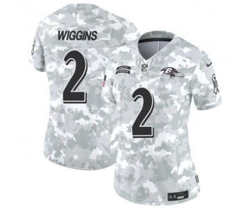 Women's Baltimore Ravens #2 Nate Wiggins 2024 F.U.S.E Arctic Camo Salute To Service Limited Stitched Football Jersey