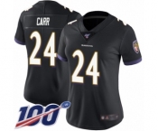 Women's Baltimore Ravens #24 Brandon Carr Black Alternate Vapor Untouchable Limited Player 100th Season Football Jersey