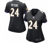 Women's Baltimore Ravens #24 Marcus Peters Game Black Alternate Football Jersey