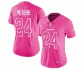 Women's Baltimore Ravens #24 Marcus Peters Limited Pink Rush Fashion Football Jersey