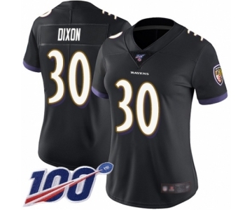 Women's Baltimore Ravens #30 Kenneth Dixon Black Alternate Vapor Untouchable Limited Player 100th Season Football Jersey