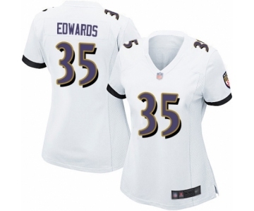 Women's Baltimore Ravens #35 Gus Edwards Game White Football Jersey