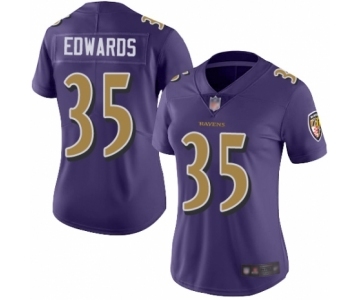Women's Baltimore Ravens #35 Gus Edwards Limited Purple Rush Vapor Untouchable Football Jersey