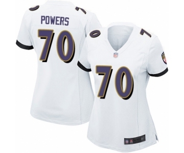Women's Baltimore Ravens #70 Ben Powers Game White Football Jersey