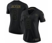 Women's Baltimore Ravens #8 Lamar Jackson 2020 Salute To Service Limited Football Jersey Black