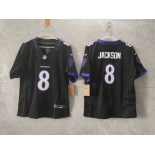Women's Baltimore Ravens #8 Lamar Jackson Black F.U.S.E. Vapor Football Jersey Women's Baltimore Ravens #8 Lamar Jackson Black F.U.S.E. Vapor Football Jersey