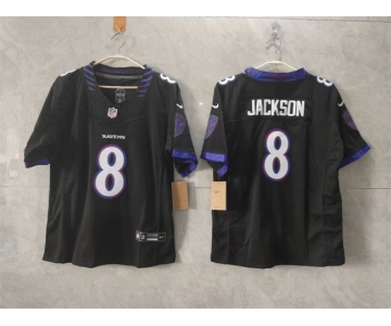 Women's Baltimore Ravens #8 Lamar Jackson Black F.U.S.E. Vapor Football Jersey