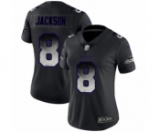 Women's Baltimore Ravens #8 Lamar Jackson Limited Black Smoke Fashion Football Jersey