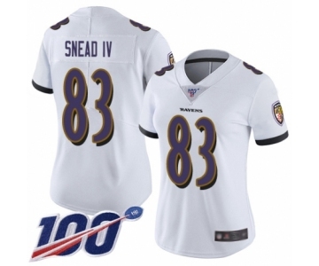 Women's Baltimore Ravens #83 Willie Snead IV White Vapor Untouchable Limited Player 100th Season Football Jersey