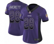 Women's Nike Baltimore Ravens #28 Anthony Averett Limited Purple Rush Drift Fashion NFL Jersey