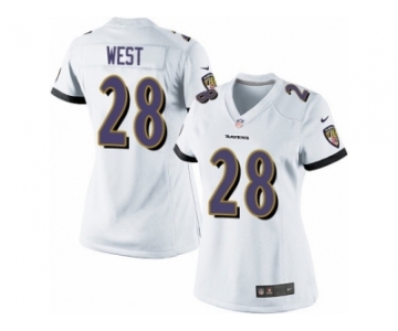 Women's Nike Baltimore Ravens #28 Terrance West Limited White NFL Jersey