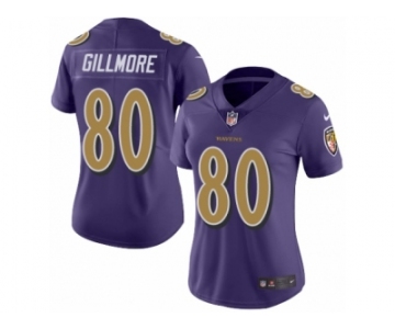 Women's Nike Baltimore Ravens #80 Crockett Gillmore Limited Purple Rush NFL Jersey