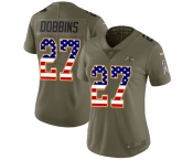 Women's Nike Ravens #27 J.K. Dobbins Olive USA Flag Stitched NFL Limited 2017 Salute To Service Jersey