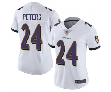 Women's Ravens #24 Marcus Peters White Stitched Football Vapor Untouchable Limited Jersey