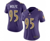 Women's Ravens #95 Derek Wolfe Purple Stitched Football Limited Rush Jersey
