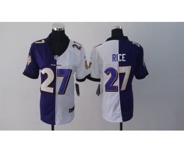 nike women nfl jerseys baltimore ravens #27 ray rice purple-white[nike split]