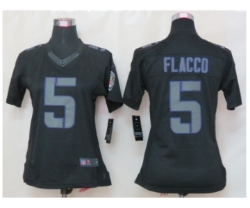 nike women nfl jerseys baltimore ravens #5 flacco black[nike impact limited]