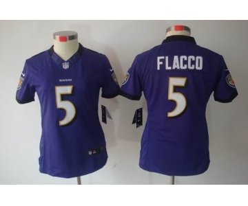 nike women nfl jerseys baltimore ravens #5 flacco purple[nike limited]