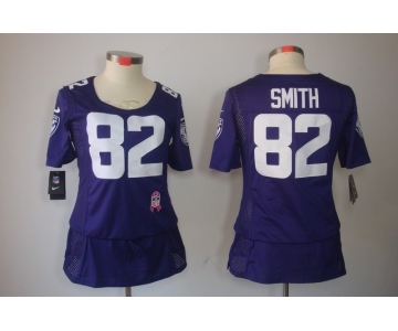 nike women nfl jerseys baltimore ravens #82 smith purple[breast cancer awareness]