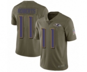Youth Baltimore Ravens #11 Seth Roberts Limited Olive 2017 Salute to Service Football Jersey