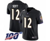Youth Baltimore Ravens #12 Jaleel Scott Black Alternate Vapor Untouchable Limited Player 100th Season Football Jersey