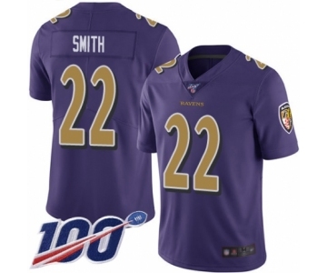 Youth Baltimore Ravens #22 Jimmy Smith Limited Purple Rush Vapor Untouchable 100th Season Football Jersey