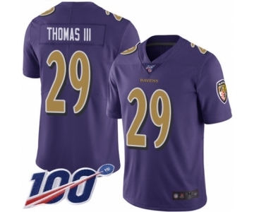 Youth Baltimore Ravens #29 Earl Thomas III Limited Purple Rush Vapor Untouchable 100th Season Football Jersey