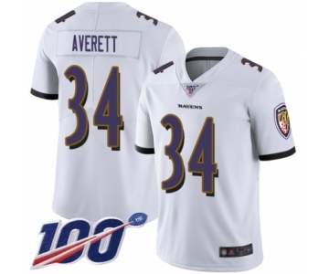 Youth Baltimore Ravens #34 Anthony Averett White Vapor Untouchable Limited Player 100th Season Football Jersey