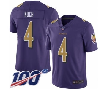 Youth Baltimore Ravens #4 Sam Koch Limited Purple Rush Vapor Untouchable 100th Season Football Jersey