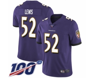 Youth Baltimore Ravens #52 Ray Lewis Purple Team Color Vapor Untouchable Limited Player 100th Season Football Jersey