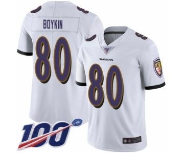 Youth Baltimore Ravens #80 Miles Boykin White Vapor Untouchable Limited Player 100th Season Football Jersey