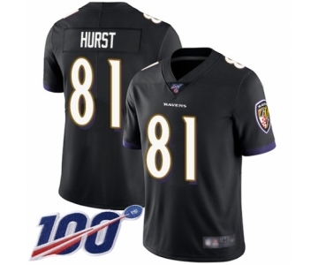 Youth Baltimore Ravens #81 Hayden Hurst Black Alternate Vapor Untouchable Limited Player 100th Season Football Jersey