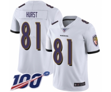 Youth Baltimore Ravens #81 Hayden Hurst White Vapor Untouchable Limited Player 100th Season Football Jersey