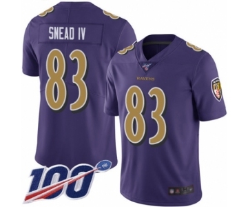 Youth Baltimore Ravens #83 Willie Snead IV Limited Purple Rush Vapor Untouchable 100th Season Football Jersey