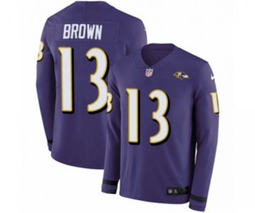 Youth Nike Baltimore Ravens #13 John Brown Limited Purple Therma Long Sleeve NFL Jersey