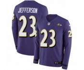 Youth Nike Baltimore Ravens #23 Tony Jefferson Limited Purple Therma Long Sleeve NFL Jersey