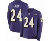 Youth Nike Baltimore Ravens #24 Brandon Carr Limited Purple Therma Long Sleeve NFL Jersey