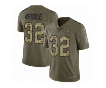 Youth Nike Baltimore Ravens #32 Eric Weddle Limited Olive Camo Salute to Service NFL Jersey